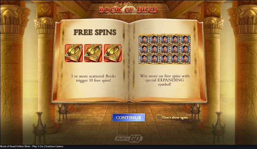 scatters casino rewards free spins book of the dead